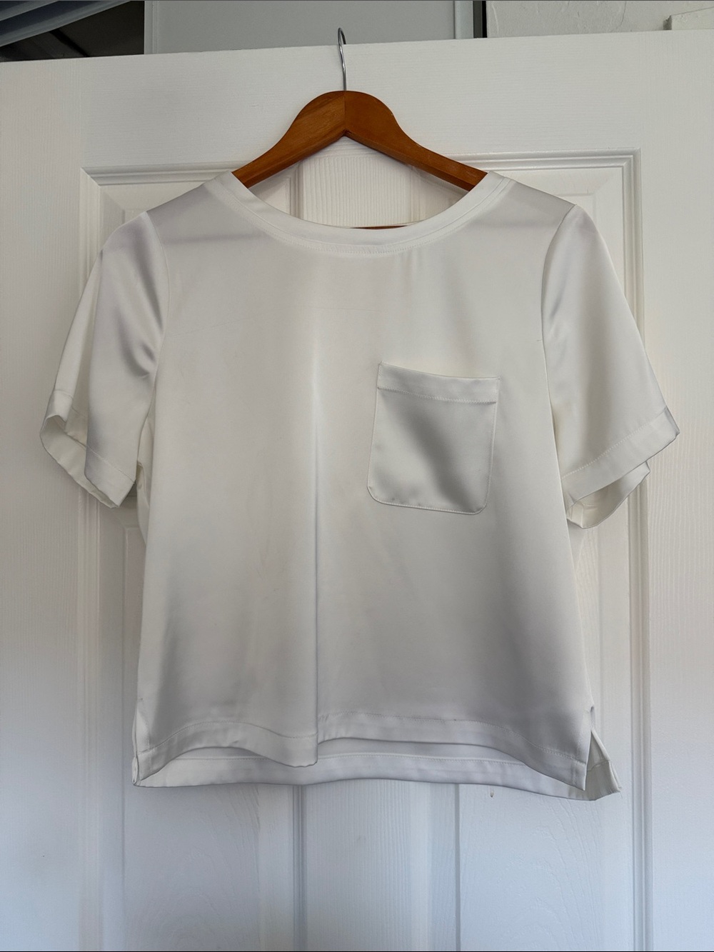 Good American White Short-Sleeve Pocket Blouse
